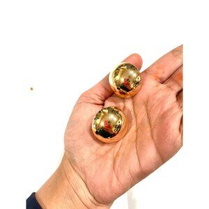 Big gold earrings mirror studs large huge dome gold ball round chunky statement